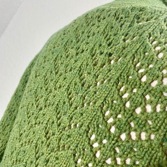 VTG Y2K Old Navy Green Knit Toggle Sweater Cowl Neck Cottagecore Cardigan Small - Picture 10 of 13